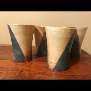 Set of 4 pottery wine glasses or small coffee mugs